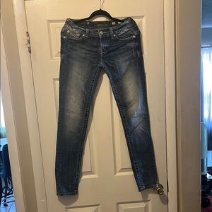 Miss Me Blue Skinny Jeans with Distressed Details